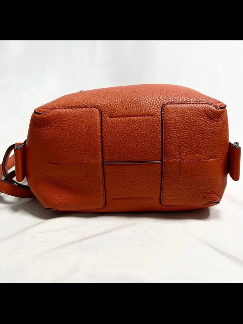 Tory Burch Orange Pebbled Leather Shoulder Bag